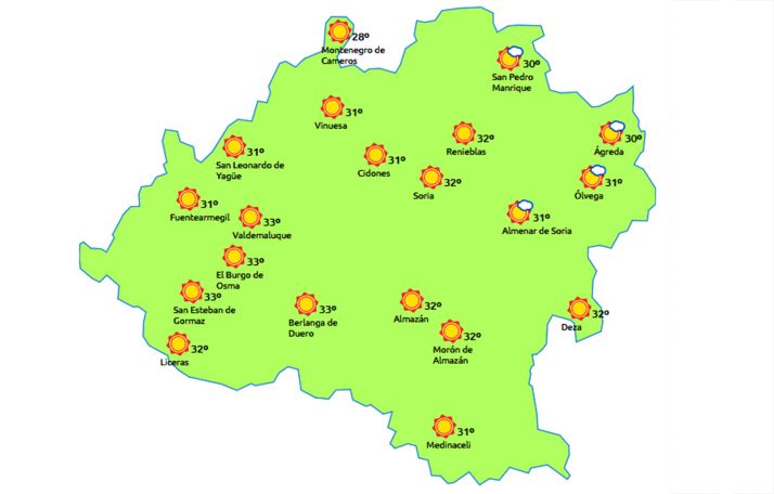 Previsión a las 14:00 horas. /eltiempo.es