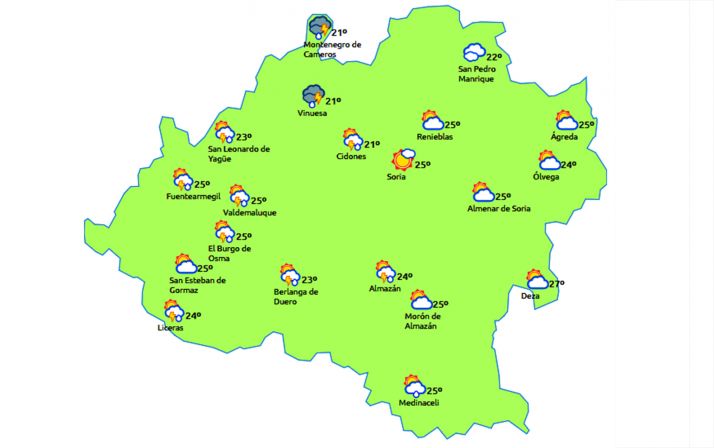 Previsión a las 13:00 horas. /eltiempo.es