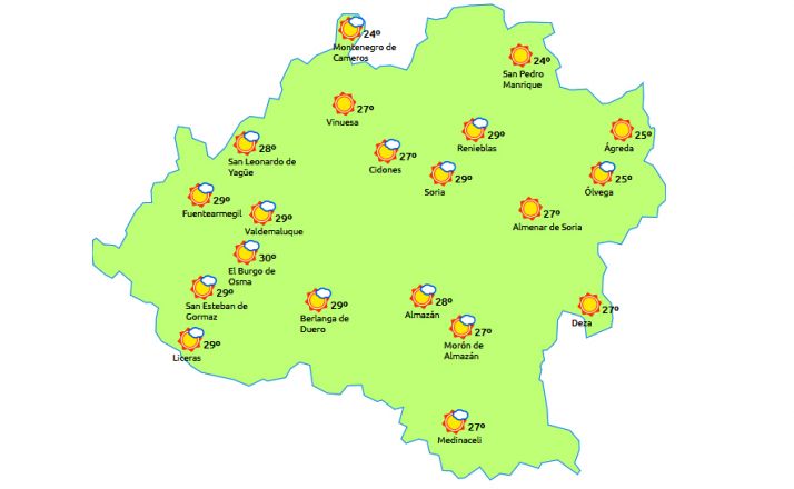 Previsión a las 14:00 horas. /eltiempo.es
