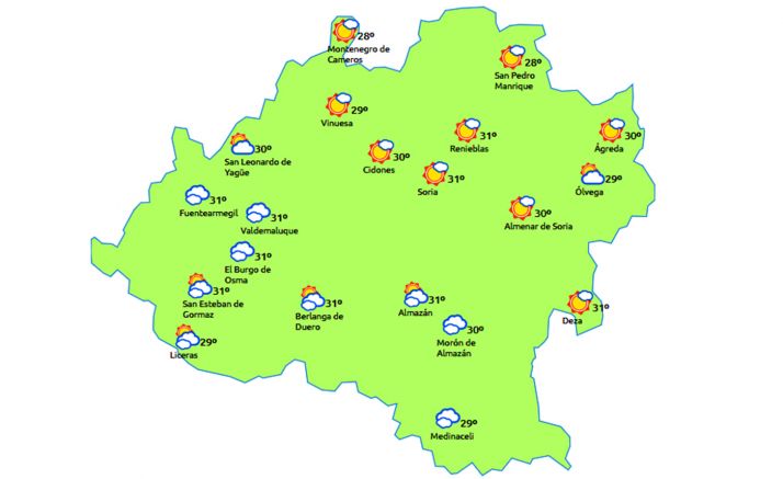 Previsión a las 14:00 horas. /eltiempo.es