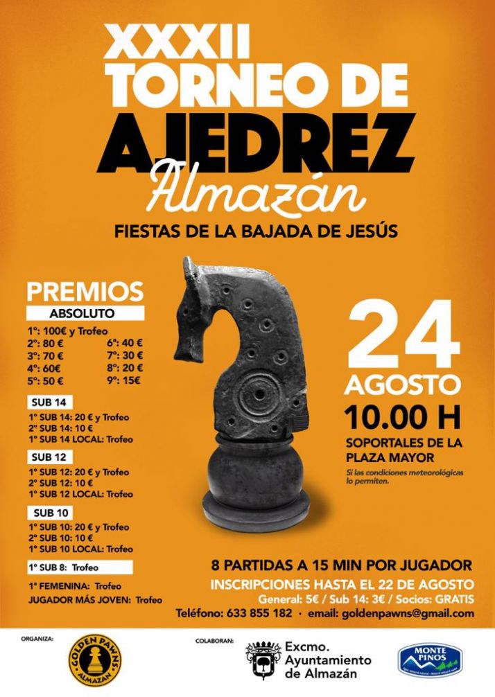 El día 24 se celebra el Torneo de Ajedrez de la Bajada de Jesús de Almazán