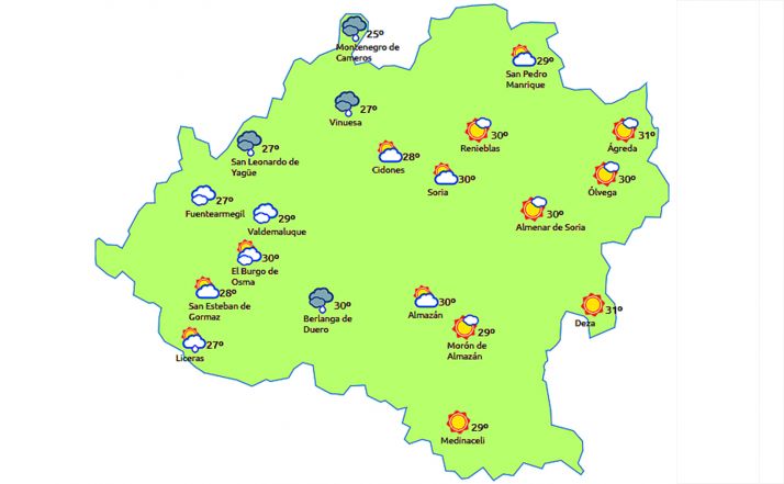 Previsión a las 15:00 horas. /eltiempo.es