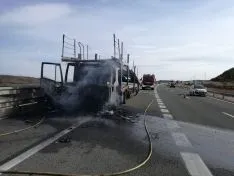 Foto 3 - Arde un cami&oacute;n en la A-2