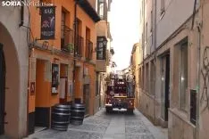 Intervención de los bomberos en la calle Zapatería.