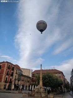 Imágenes del globo a su paso hoy por Soria 
