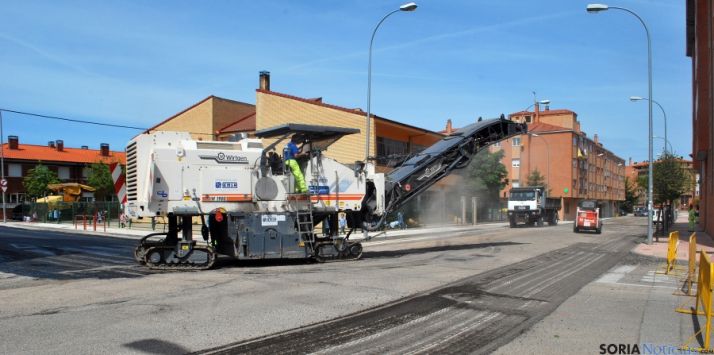 Asfaltado de calles de Soria. /Archivo.