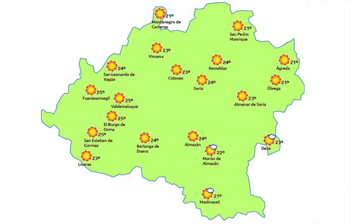 Previsión a las 14:00 horas. /eltiempo.es