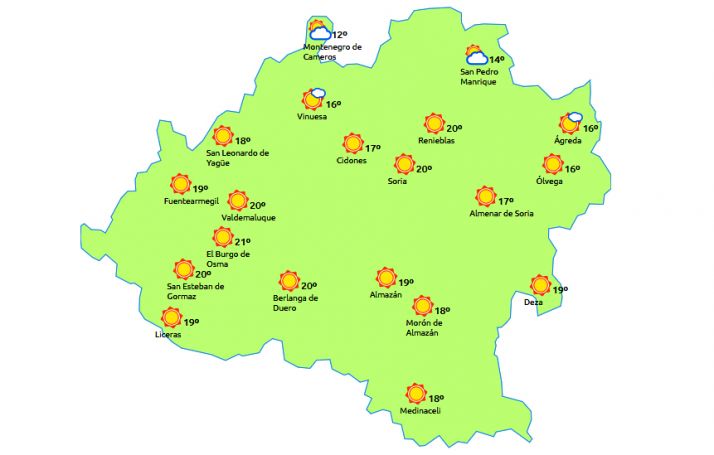Previsión a las 14:00 horas. /eltiempo.es