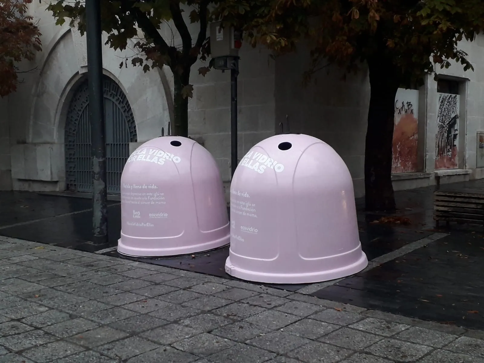 Contenedores rosas instalados en Soria capital.