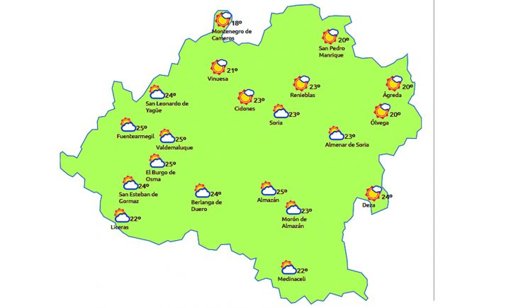Previsión para este lunes a las 15:00 horas. /eltiempo.es