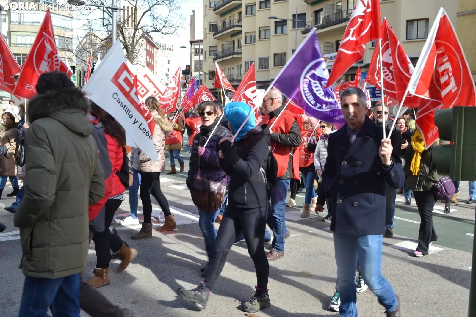 Una imagen de la concentración ante la sede de la Junta en la capital soriana. /SN