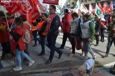 Una imagen de la concentración ante la sede de la Junta en la capital soriana. /SN