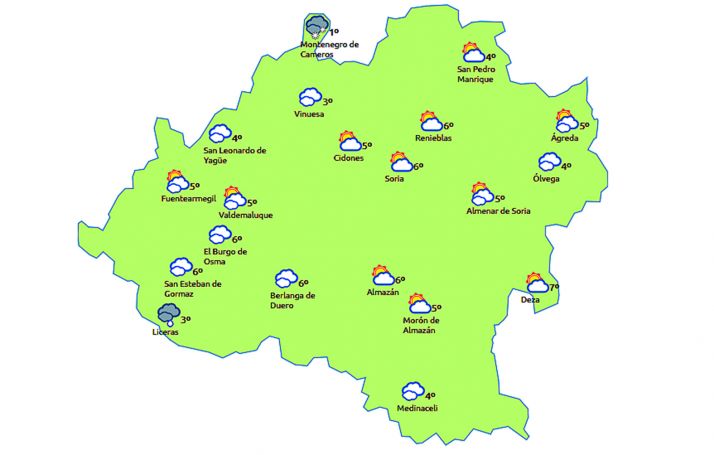 La previsión a las 14:00 horas. /eltiempo.es