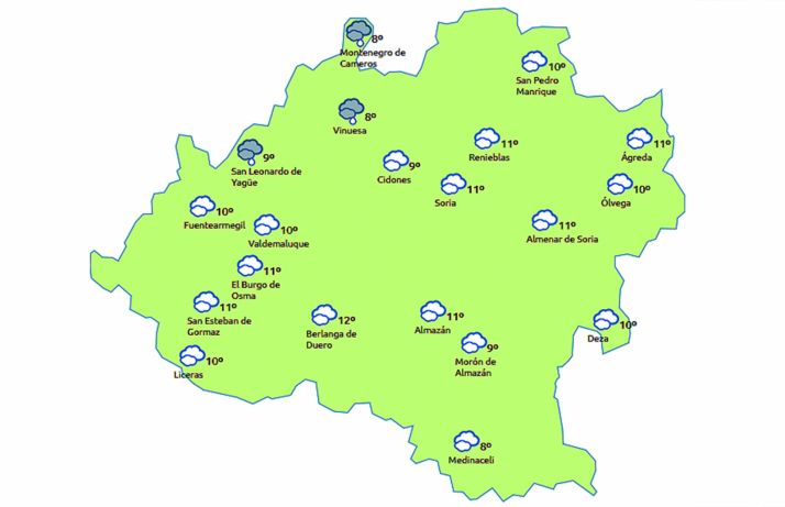La previsión a las 14:00 horas. /eltiempo.es