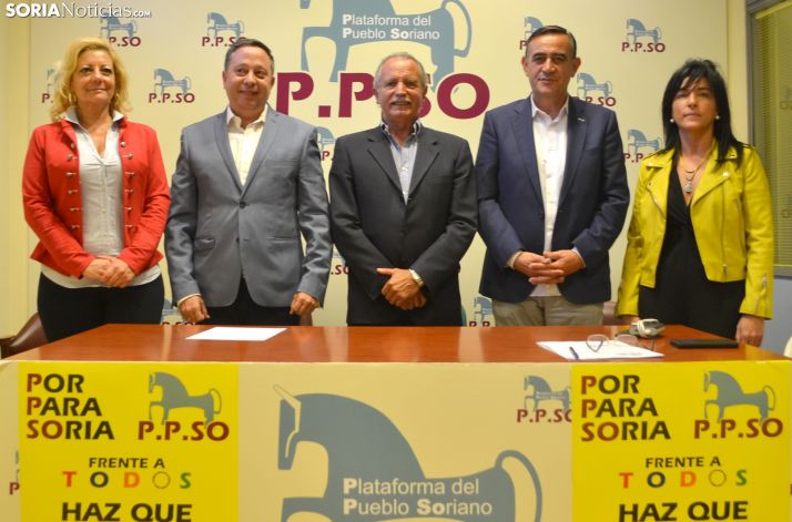 Los candidatos para el 10-N de la PPSO: Ascensión Pérez (izda.), Adolfo Sainz, José Antonio de Miguel, Antonio Pardo y María Isabel Bartolomé. /SN