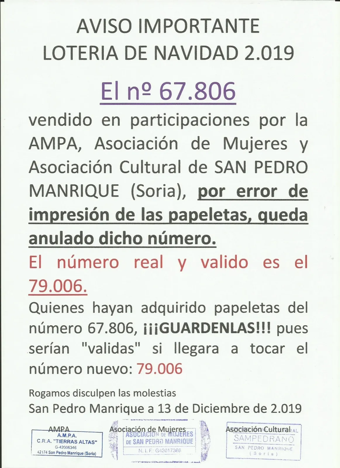 El aviso que han distribuido las agrupaciones promotoras. 