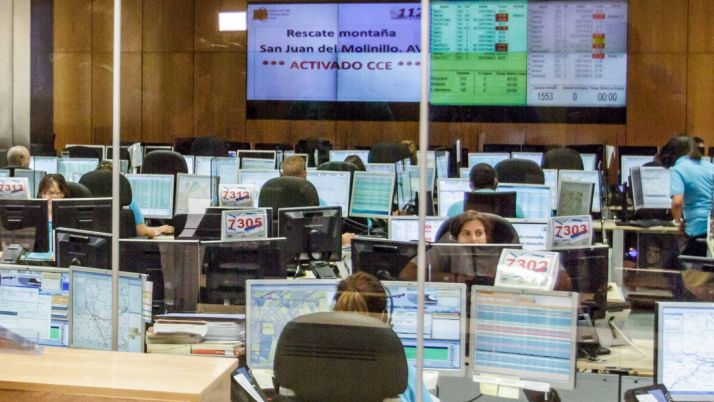 Sala del centro de Emergencias CyL 1-1-2. 