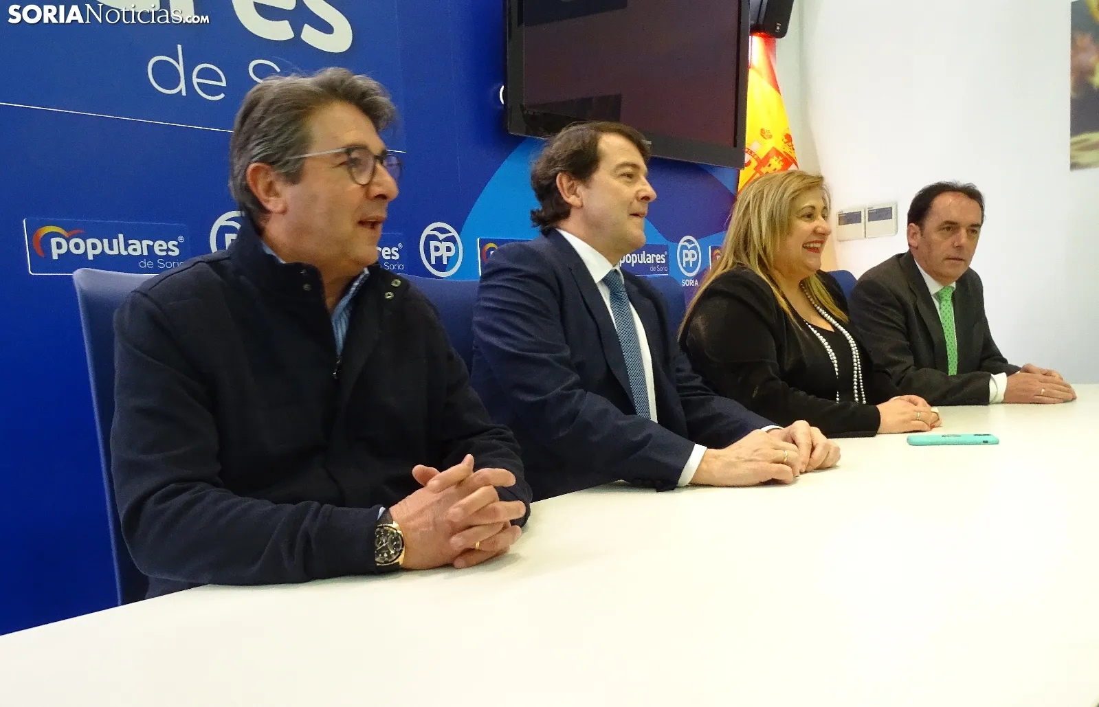 Acto con militantes del PP esta tarde en la sede del partido. /SN