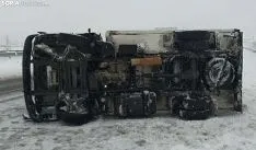 Accidente de un camión en la variante de la A-15 en Ágreda. /SN