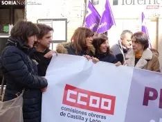Concentración en CCOO este viernes 7 de febrero.