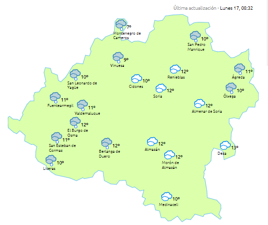 Día gris y lluvioso para estrenar la semana