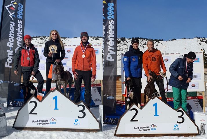 Los podios con los mushers de Ólvega. 