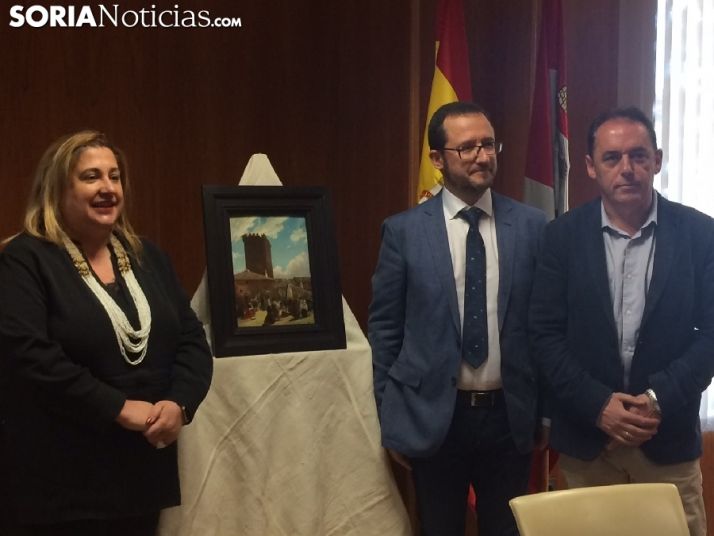 El cuadro Procesión en Noviercas vuelve restaurado a la Diputación Provincial