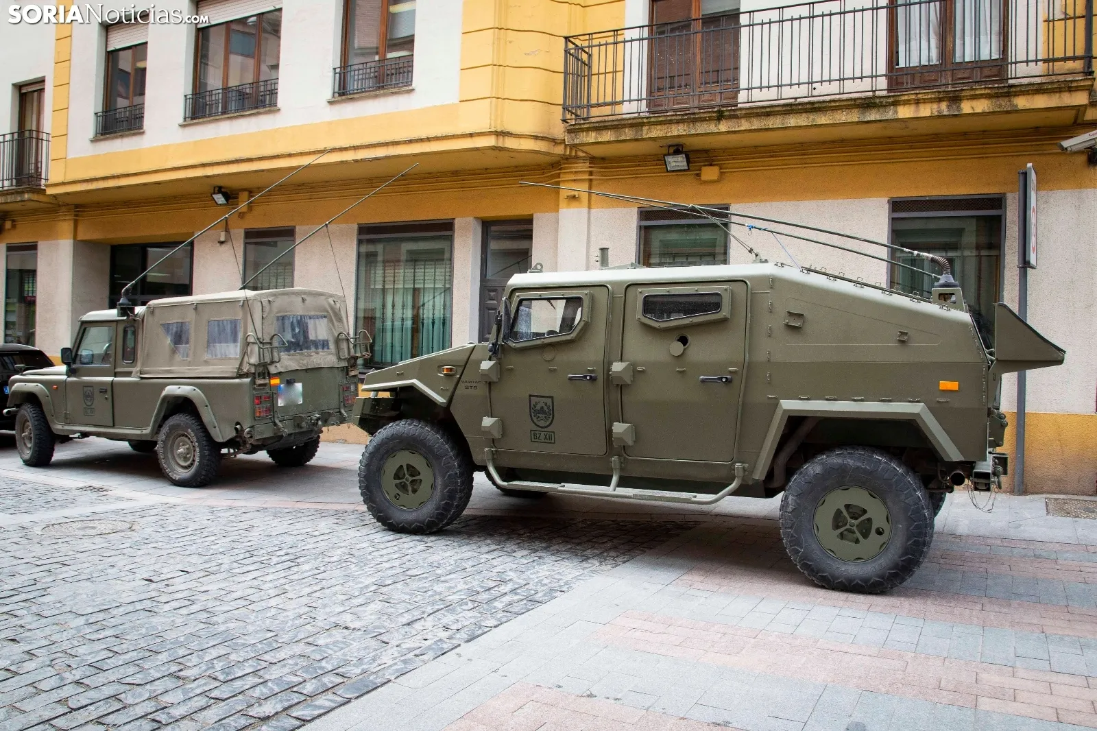 Una imagen de la presencia militar este jueves en Soria. /María Ferrer
