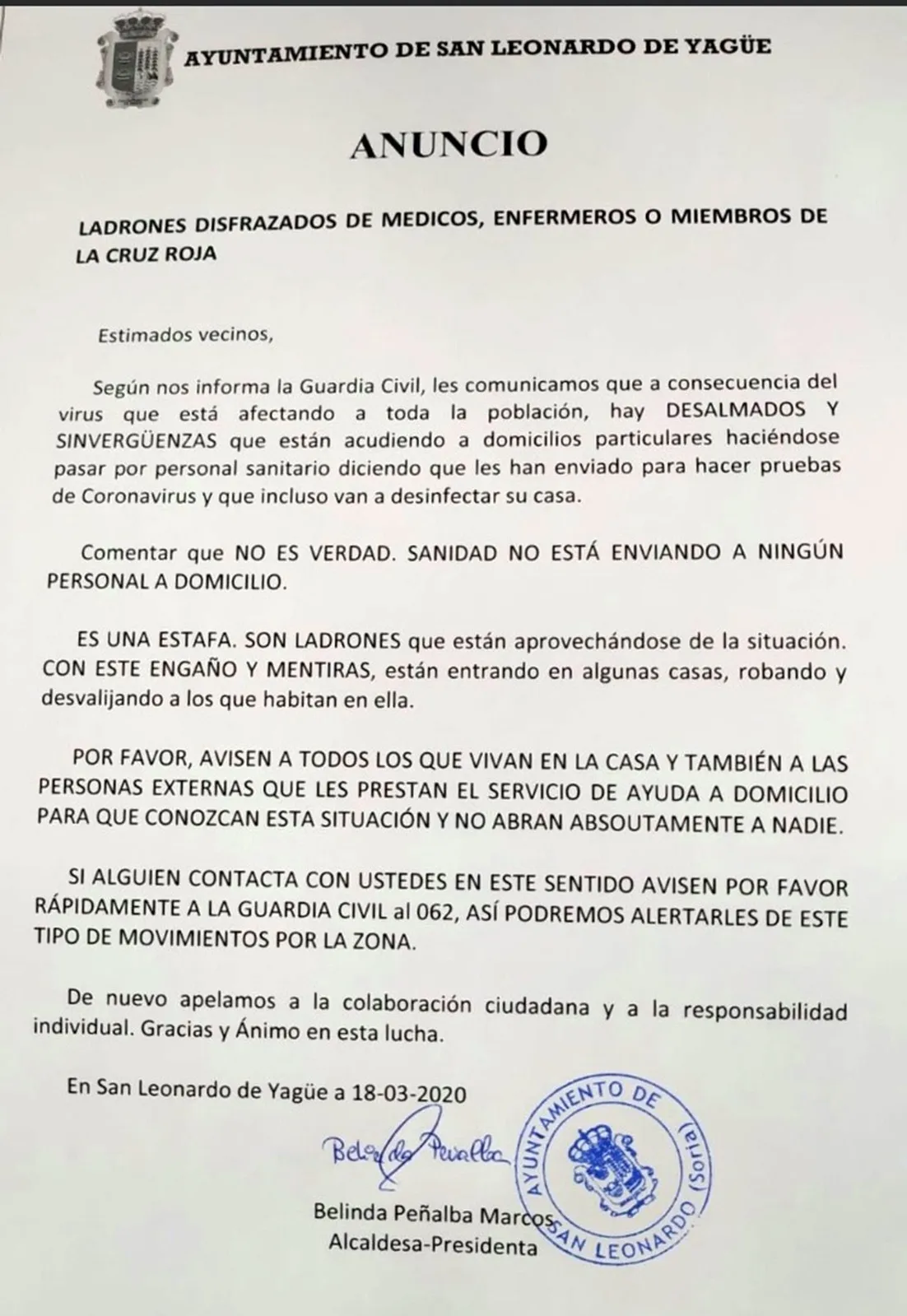 Anuncio del Ayuntamiento de San Leonardo de Yagüe.