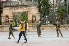 Una imagen de la presencia militar este jueves en Soria. /María Ferrer