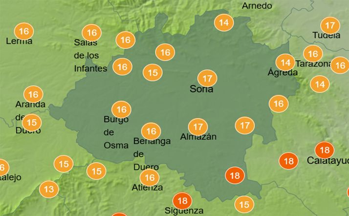 Mapa de temperaturas a las 13:00 horas. /Aemet
