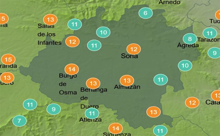 Pronóstico de temperaturas a las 15:00 horas. /AEMET.