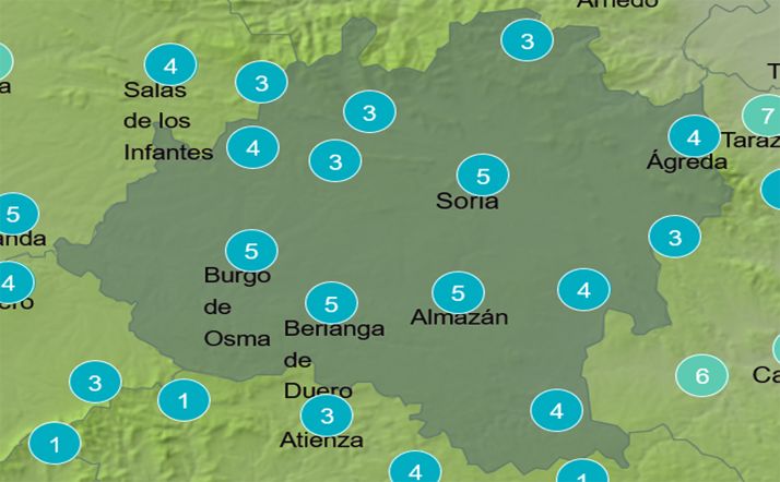 Temperaturas a las 13:00. /AEMET