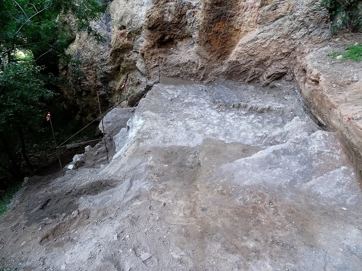 Vestigios en el yacimiento de Cueva Grajera, en Somaén. /Jta.