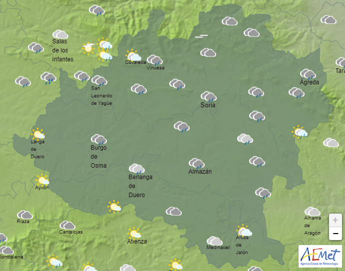 Viernes de precipitaciones y posibles tormentas en Soria