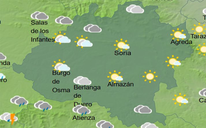 Lunes nuboso con chubascos ocasionales