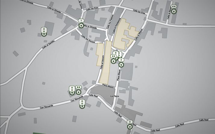 Plano de la localidad con sus repetidores para la red de redes. /Ayto. Quintanas