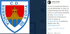 Tuits de apoyo al CD Numancia.