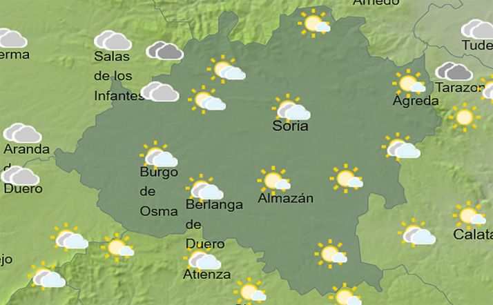 El cielo en la provincia a las 14:00. /AEMET
