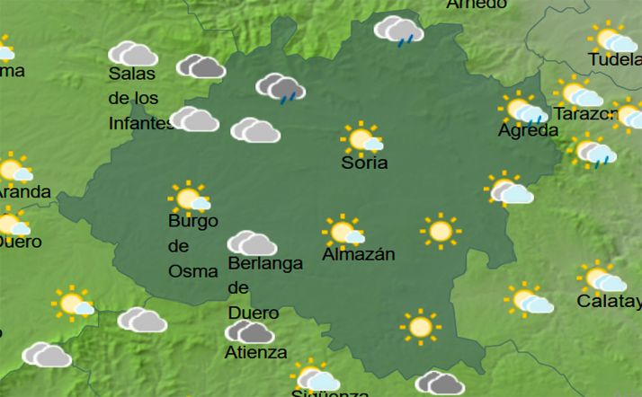 Más nuboso al norte con algún chubasco débil