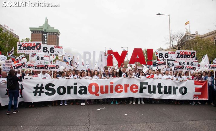 Imagen de la presencia soriana en la manifestación de Madrid el 31 de marzo del pasado año. /María Ferrer