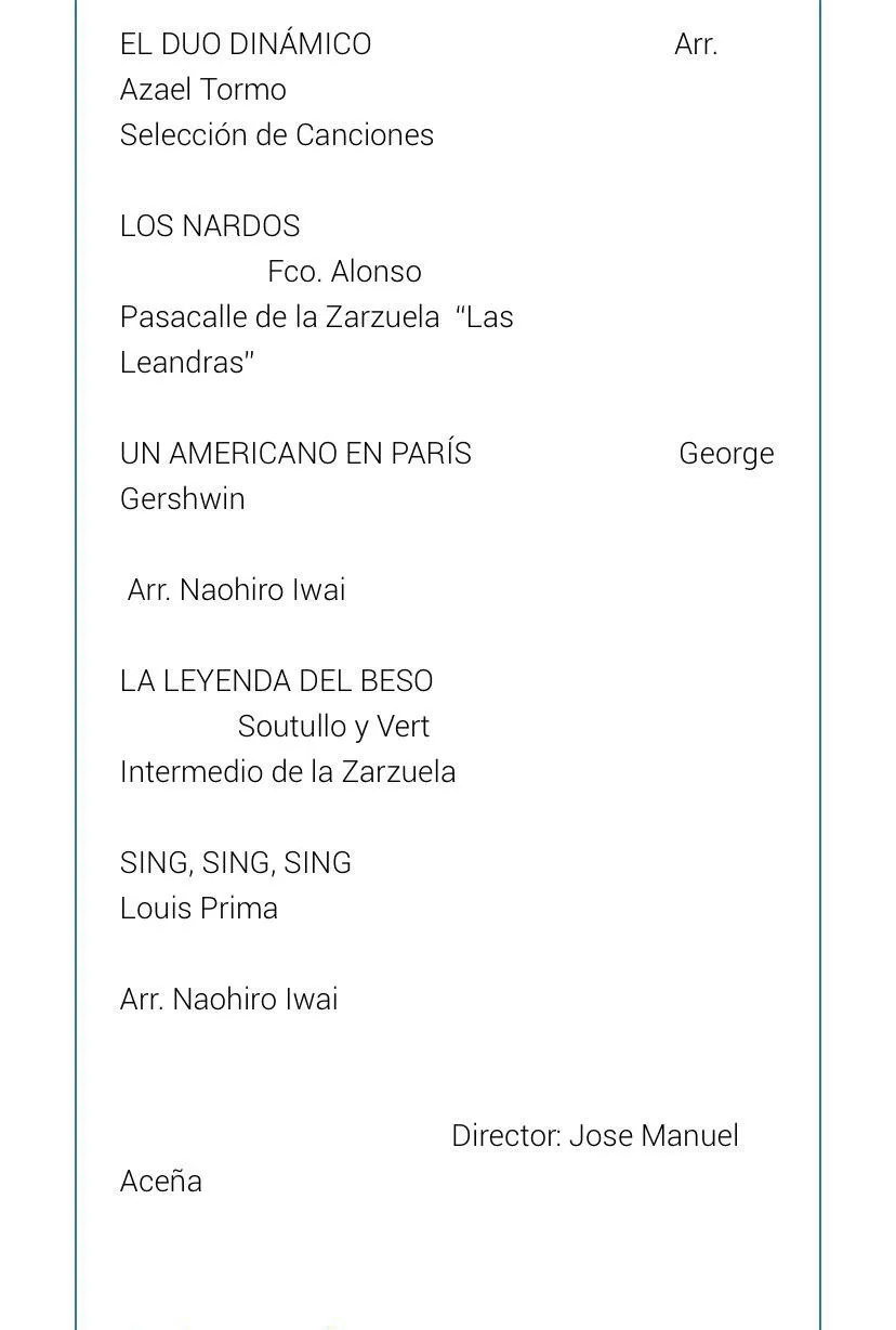 Programa del concierto.