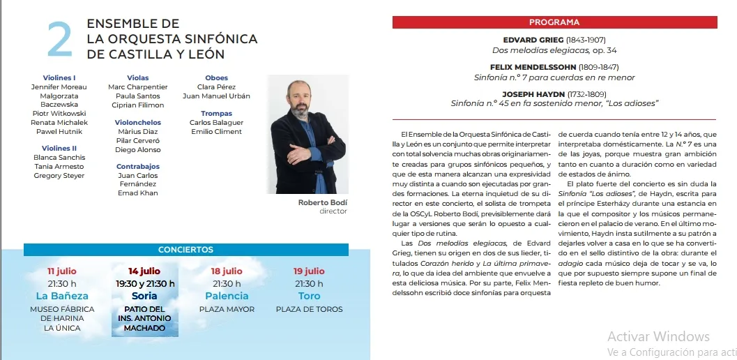 El programa de los conciertos en el IES Machado