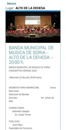 Programa del concierto.