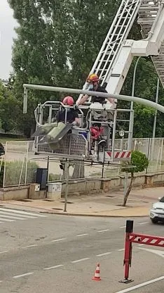 Foto 4 - Fotos: El viento se lleva la cabeza de un sem&aacute;foro en Soria