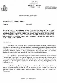 Una de las respuestas recibidas en el Senado. 