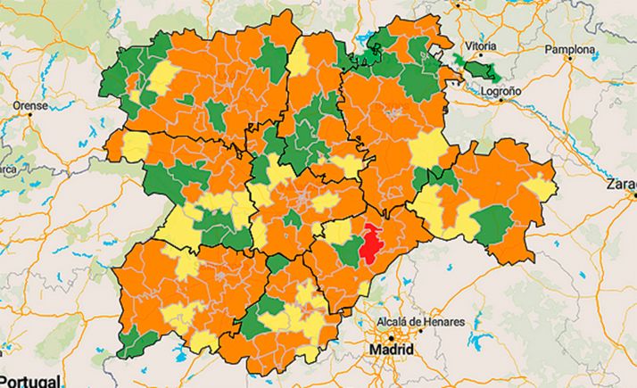 Situación por áreas básicas de salud con los contagios en los últimos siete días. 