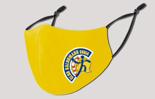 Mascarillas amarillas, seguras y del Club Balonmano Soria