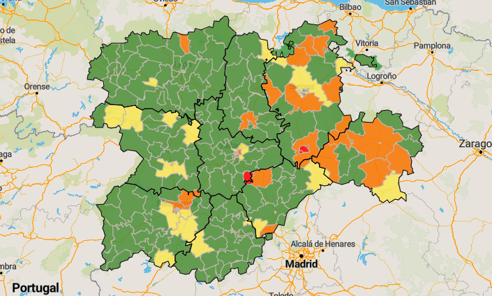 El mapa del coronavirus se calienta. 7 zonas básicas de Soria en riesgo