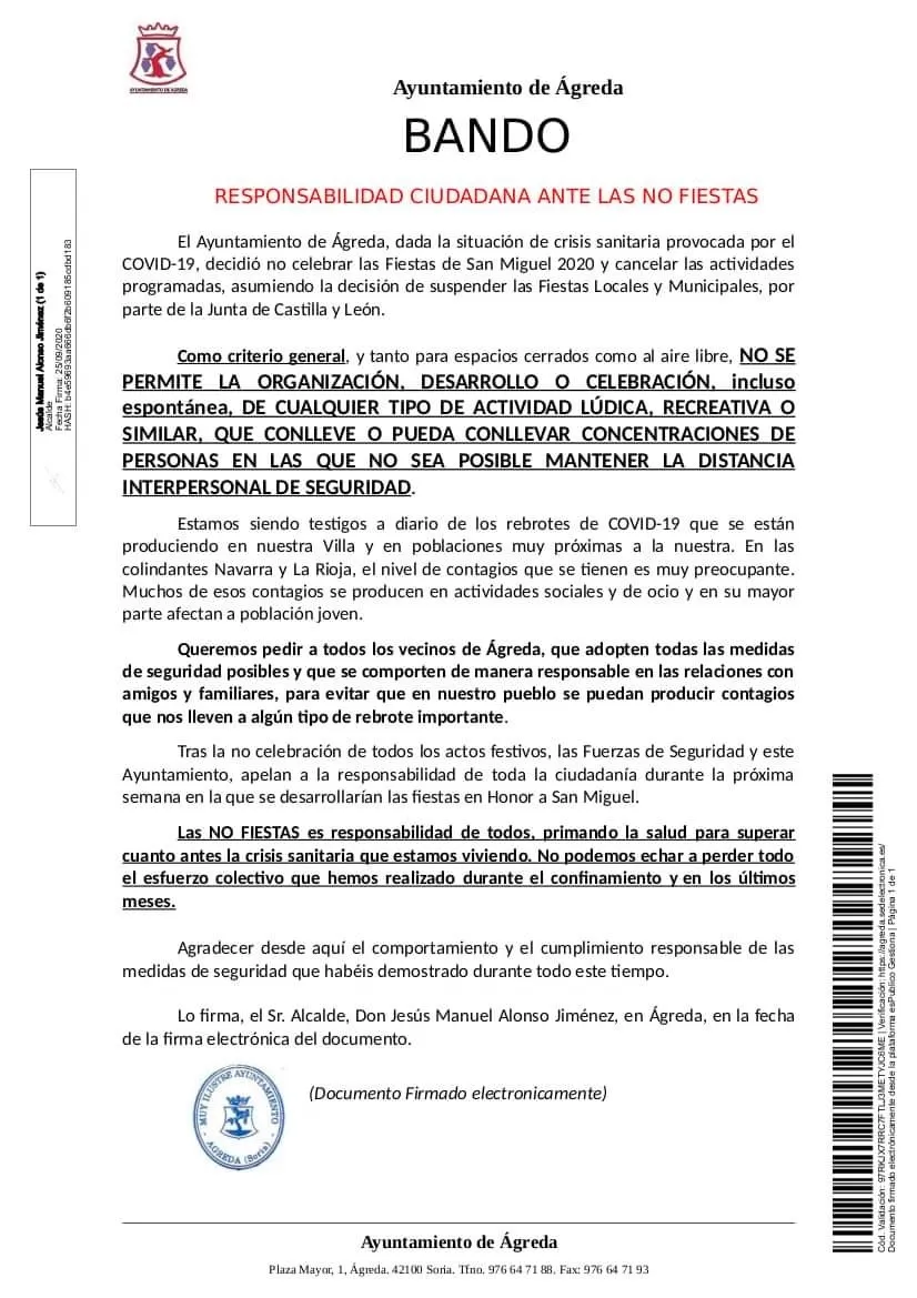 El bando completo del regidor agredeño. 